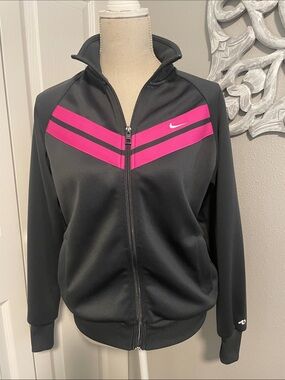 Nike Women's Black Jacket with Pink Chevron Stripes